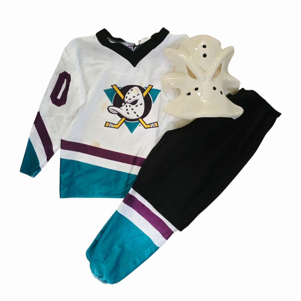 Vintage Disney Mighty Ducks Kids Halloween Costume SZ 4-6 Disguise Inc hockey